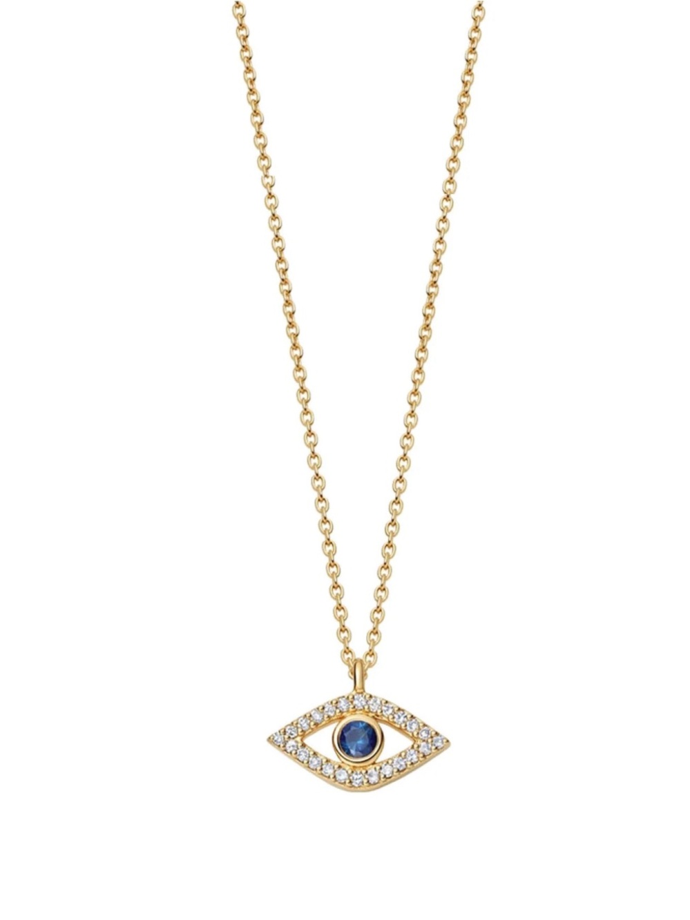 Gold Evil Eye Pendant Necklace with Blue Center